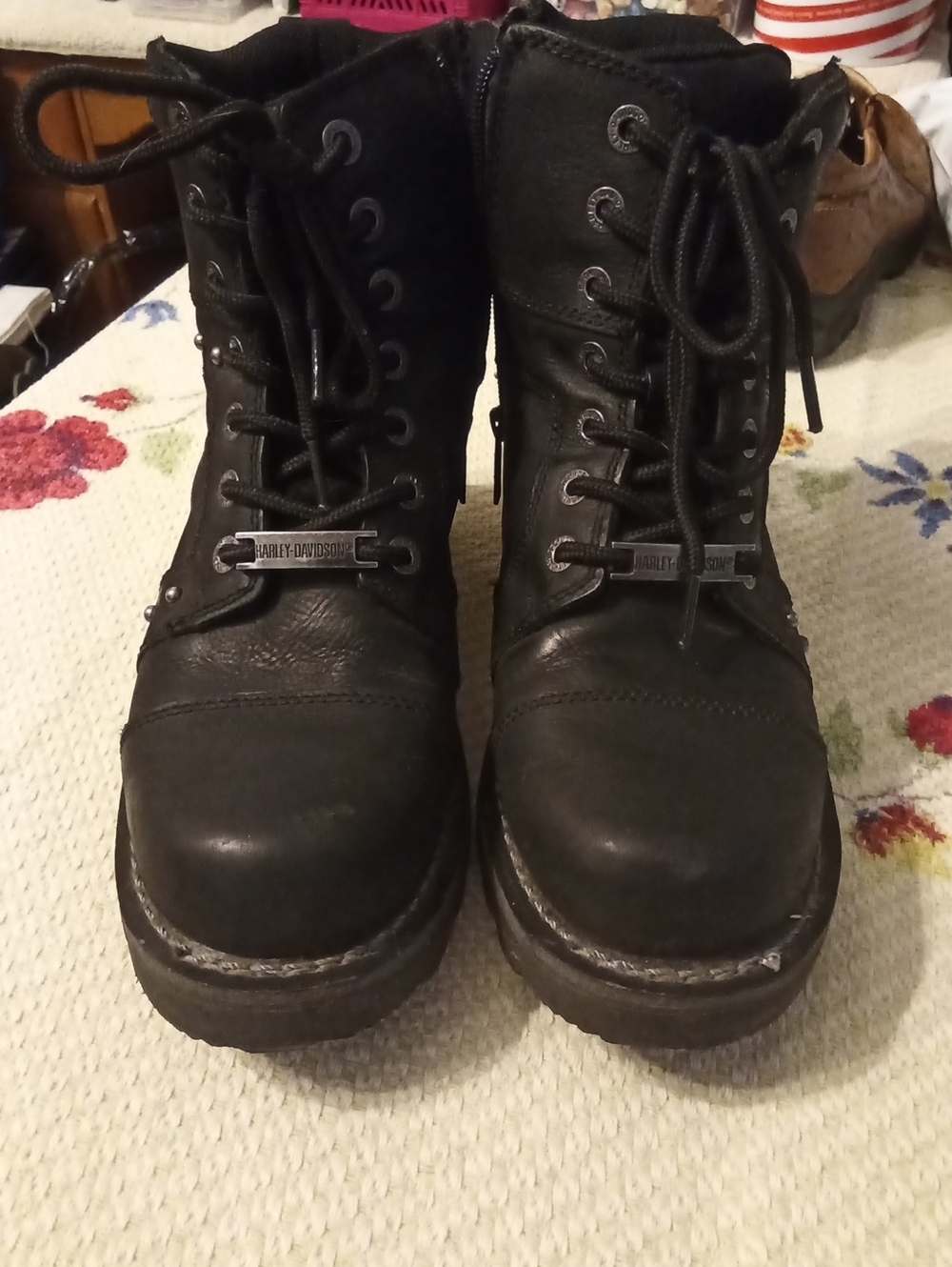 Harley-Davidson Black Women's Lace-Up Moto Boots  8.5M